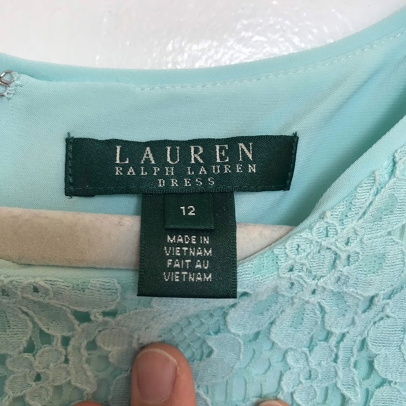 Ralph Lauren Mint Floral Lace Sheath Dress Size 12 - Picture 7 of 9